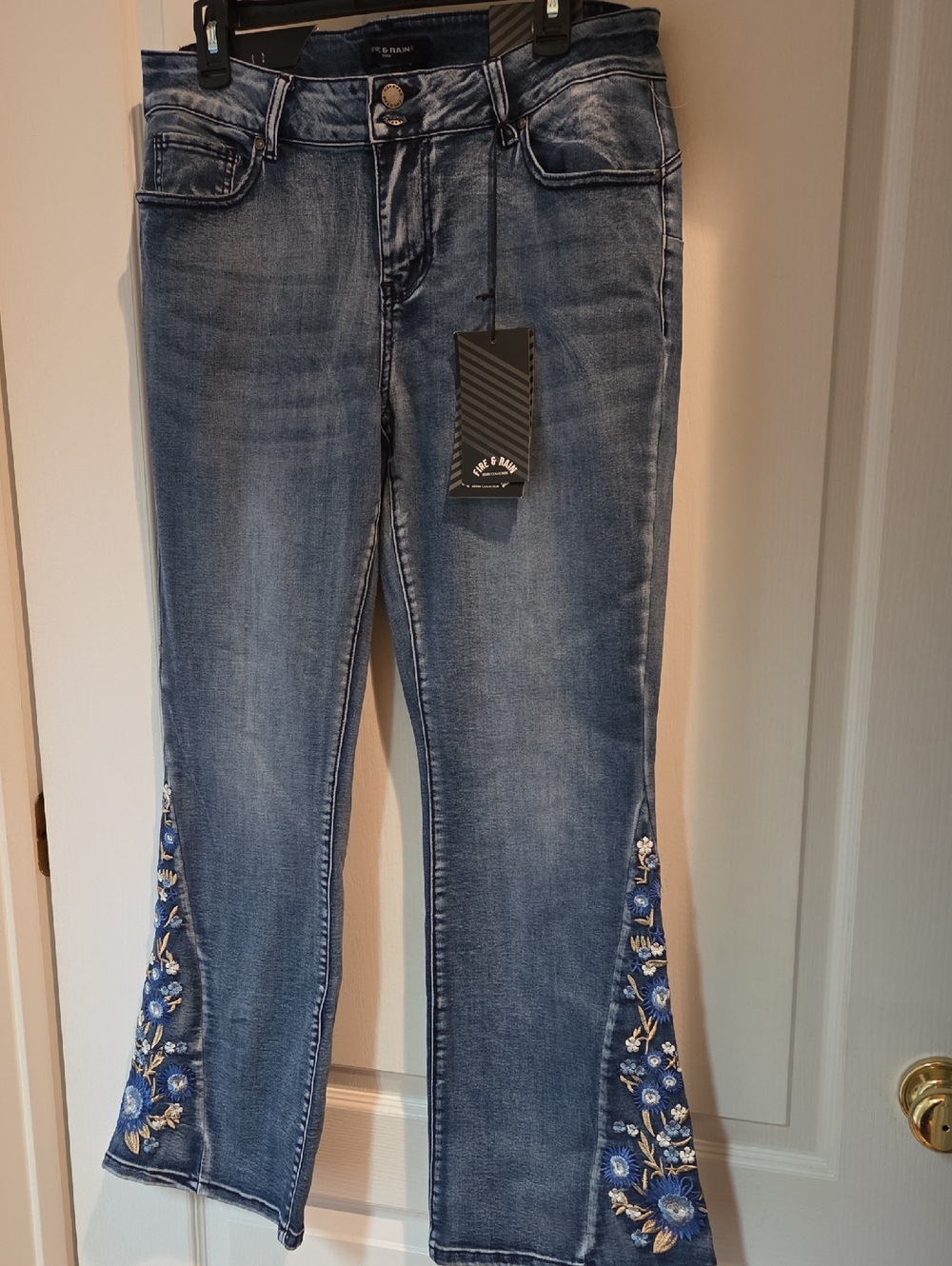 Women’s Blue Embroidered Flare Jeans